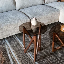 Dutchbone Ronde Bijzettafel|Ronde Bijzettafel Naia Eikenhout en glas, 40cm