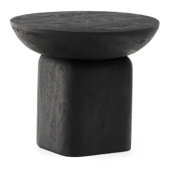 Kave Home Zwarte Bijzettafel|Ronde Bijzettafel|Ronde Bijzettafel Ovak Acaciahout, 50cm Zwart