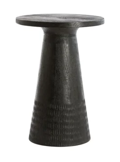 Light & Living Zwarte Bijzettafel|Ronde Bijzettafel|Ronde Bijzettafel Paxos Mangohout, kleur Zwart