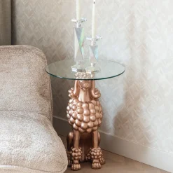 Richmond Interiors Ronde Bijzettafel|Ronde Bijzettafel Poodle Glas, 48cm