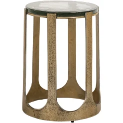 Richmond Interiors Ronde Bijzettafel|Ronde Bijzettafel Rixo Glas en brushed gold, 37cm Goud