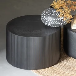 WOOOD Zwarte Bijzettafel|Ronde Bijzettafel|Ronde Bijzettafel Sanne ø60cm, kleur Zwart