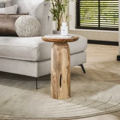 LifestyleFurn Ronde Bijzettafel|Ronde Bijzettafel Shavonna Acaciahout Massief acacia naturel