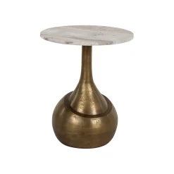 Richmond Interiors Ronde Bijzettafel|Ronde Bijzettafel Sia Marmer en , 47cm Brushed gold