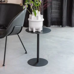 Zuiver Zwarte Bijzettafel|Ronde Bijzettafel|Ronde Bijzettafel Snow Staal, 35cm, kleur Zwart