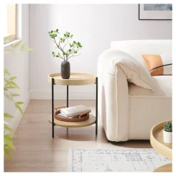 Artistiq Living Zwarte Bijzettafel|Ronde Bijzettafel|Ronde Bijzettafel Sylver MDF en metaal, 44cm