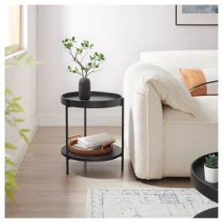 Artistiq Living Zwarte Bijzettafel|Ronde Bijzettafel|Ronde Bijzettafel Sylver MDF en metaal, 44cm