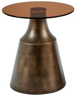 Bendt Ronde Bijzettafel|Ronde Bijzettafel Tameeka Glas en brons staal, 45cm Bruin