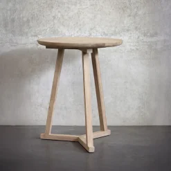 Ethnicraft Zwarte Bijzettafel|Ronde Bijzettafel|Ronde Bijzettafel Tripod Hout, 46cm