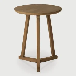 Ethnicraft Zwarte Bijzettafel|Ronde Bijzettafel|Ronde Bijzettafel Tripod Hout, 46cm