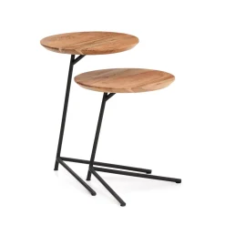 Kave Home Bijzettafels Set|Ronde Bijzettafel|Ronde Bijzettafel Vintara Acaciahout, Set van 2 stuks