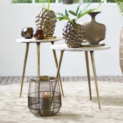 Light & Living Bijzettafels Set|Ronde Bijzettafel|Ronde Bijzettafel Zeca Marmer, Set van 2 stuks