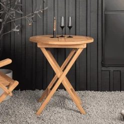 Nohr Eettafels Voor In Je Tuin|Ronde Bistotrafel Amberia Teakhout, 70cm Naturel