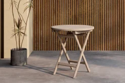 Nohr Eettafels Voor In Je Tuin|Ronde Bistrotafel Amberia Teakhout, 70cm, kleur Whitewash