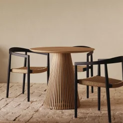 Kave Home Bistrotafels|Ronde Bistrotafel Jeanette Teakhout, 90cm, kleur Naturel