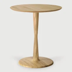 Ethnicraft Bistrotafels|Ronde Bistrotafel Torsion Gevernist Eikenhout, kleur Naturel