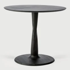 Ethnicraft Bistrotafels|Ronde Bistrotafel Torsion Gevernist Eikenhout, kleur Zwart