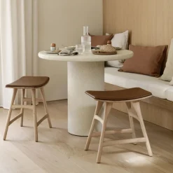 Ethnicraft Bistrotafels|Ronde Bistrotafel/Eetafel Elements Microcement, kleur Off White