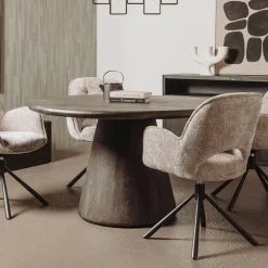 Tower Living Ronde Eettafel|Ronde Eettafel Asti Mangohout, kleur Olijfbruin