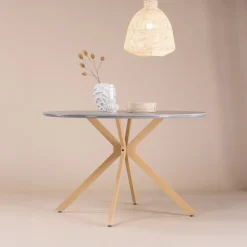 Nohr Marmeren Eettafel|Ronde Eettafel|Ronde Eettafel Chenell Marmerlook, 120cm, kleur Grijs