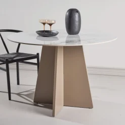 Nohr Marmeren Eettafel|Ronde Eettafel|Ronde Eettafel Cynthiaann Marmerlook, 110cm, kleur Beige