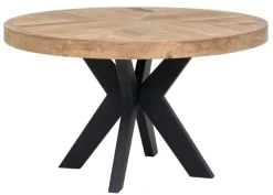 DTP Home Ronde Eettafel|Ronde Eettafel Einstein Hongaarse punt, Teakhout Bruin, Zwart