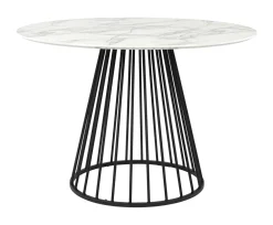 ZILT Marmeren Eettafel|Ronde Eettafel|Ronde Eettafel Jalil Marmerlook, 104cm Zwart