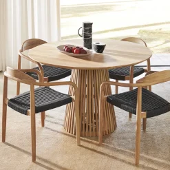 Kave Home Ronde Eettafel|Ronde Eettafel Jeanette Teakhout, 120cm, kleur Naturel