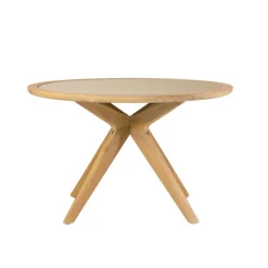 Kave Home Ronde Eettafel|Ronde Eettafel Julieta Massief Acacia / Polycement, 120cm, kleur Beige