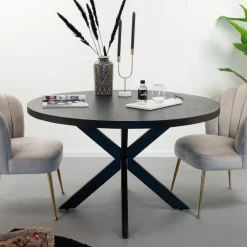Livingfurn Ronde Eettafel|Ronde Eettafel Kala Mangohout, kleur Zwart