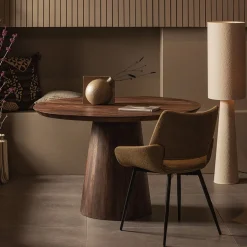 WOOOD Ronde Eettafel|Ronde Eettafel Limit Mangohout, 130cm, kleur walnoot