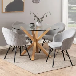 Bendt Ronde Eettafel|Ronde Eettafel Line Glas, 119cm Transparant