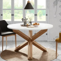 Kave Home Ronde Eettafel|Ronde Eettafel Lotus kleur Wit/Eiken