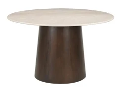 Sohome Marmeren Eettafel|Ronde Eettafel|Ronde Eettafel Margred Marmer en mangohout, 130cm