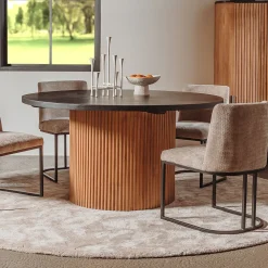 Tower Living Ronde Eettafel|Ronde Eettafel Palazzo Teakhout en mineraal stucwerk
