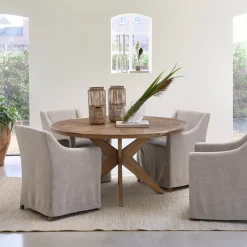 Rivièra Maison Ronde Eettafel|Ronde Eettafel Portland Eikenhout, 150 cm, kleur Bruin