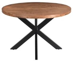 Livingfurn Ronde Eettafel|Ronde Eettafel Rocky Mangohout en staal