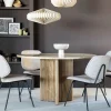 Eleonora Ronde Eettafel|Ronde Eettafel Sara Mangohout en travertin, 130cm