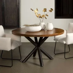 Tower Living Ronde Eettafel|Ronde Eettafel Selva Mangohout, ø130cm, kleur Naturel