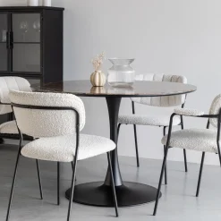 ZILT Marmeren Eettafel|Ronde Eettafel|Ronde Eettafel Trisha Marmerlook, 110cm