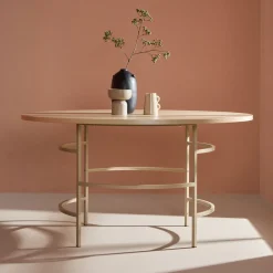 Nohr Ronde Eettafel|Ronde Eettafel Vu MDF, 140cm, kleur /Beige Whitewash