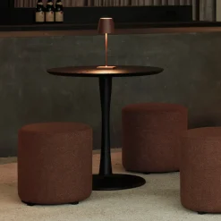 Ethnicraft Bistrotafels|Ronde Lage Bistrotafel Torsion Eikenhout, kleur Zwart