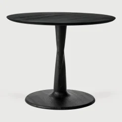 Ethnicraft Bistrotafels|Ronde Lage Bistrotafel Torsion Eikenhout, kleur Zwart