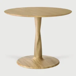 Ethnicraft Bistrotafels|Ronde Lage Bistrotafel Torsion Gevernist Eikenhout, kleur Naturel