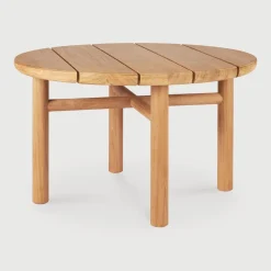 Ethnicraft Loungetafels & Bijzettafels|Ronde Outdoor Bijzettafel Quatro Teakhout, 59cm