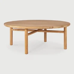 Ethnicraft Loungetafels & Bijzettafels|Ronde Outdoor Salontafel Quatro Teakhout, 95cm
