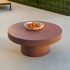 Kave Home Loungetafels & Bijzettafels|Ronde Salontafel|Ronde Salontafel Aiguablava Beton, kleur Terracotta