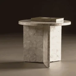 Nohr Ronde Salontafel|Ronde Salontafel Allyssa Capiz Beige