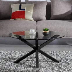 Kave Home Glazen Salontafel|Ronde Salontafel|Ronde Salontafel Argo Ø82cm