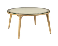 ZILT Glazen Salontafel|Ronde Salontafel|Ronde Salontafel Azalea Glas en Eikenhout, 70cm